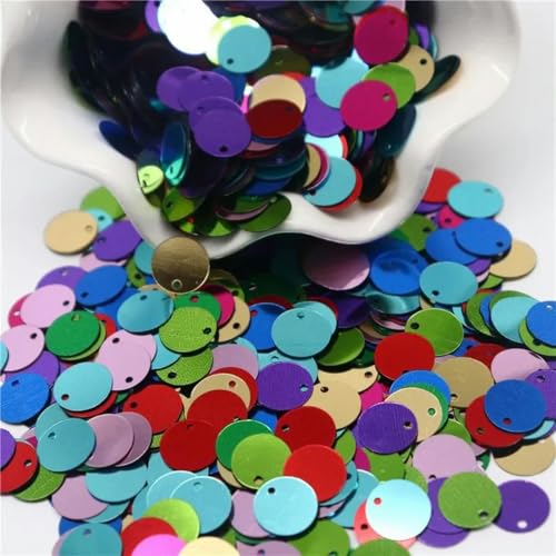 Pailletten, 10 mm, 15 mm, 20 mm, 25 mm, runde Pailletten, Löcher, Konfetti, Dekoration, DIY-Schmuck, Kleidung, Taschenzubehör, 10 g, Mix, 15 mm, 10 g von WRJLIN