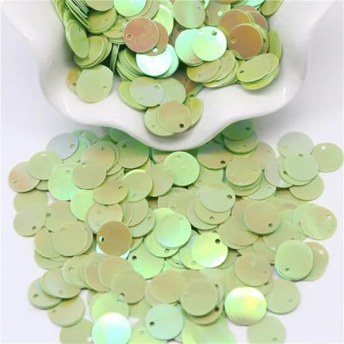 Pailletten, 10 mm, 15 mm, 20 mm, 25 mm, runde Pailletten, Löcher, Konfetti, Dekoration, DIY-Schmuck, Kleidung, Taschenzubehör, 10 g, ab grün, 20 mm, 10 g von WRJLIN