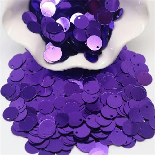 Pailletten, 10 mm, 15 mm, 20 mm, 25 mm, runde Pailletten, Löcher, Konfetti, Dekoration, DIY-Schmuck, Kleidung, Taschenzubehör, 10 g, dunkelviolett, 10 mm, 10 g von WRJLIN