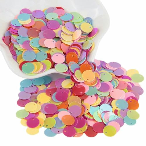 Pailletten, 10 mm, 15 mm, 20 mm, 25 mm, runde Pailletten, Löcher, Konfetti, Dekoration, DIY-Schmuck, Kleidung, Taschenzubehör, 10 g-AB MIX-15 mm, 10 g von WRJLIN