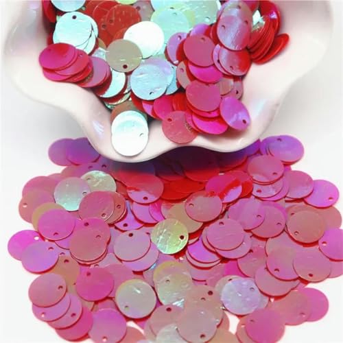 Pailletten, 10 mm, 15 mm, 20 mm, 25 mm, runde Pailletten, Löcher, Konfetti, Dekoration, DIY-Schmuck, Kleidung, Taschenzubehör, 10 g-ab rot-10 mm, 10 g von WRJLIN