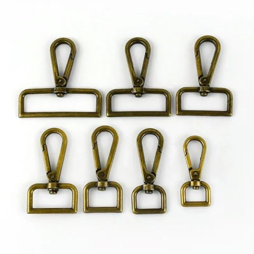 WRJLIN Metallschnallen für Taschen, Hundehalsbänder, Gepäckaufhänger, Karabinerverschlüsse, Drehclips, Karabinerhaken, Bastelzubehör, 20–50 mm, Bronze, 10 Stück von WRJLIN