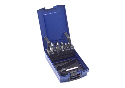 WSH-TOOLS Kegelsenker Set 7-teilig AlTiN-beschichtet 6,3 mm - 25mm HSS-G 90° Winkel in Rosebox von WSH-TOOLS