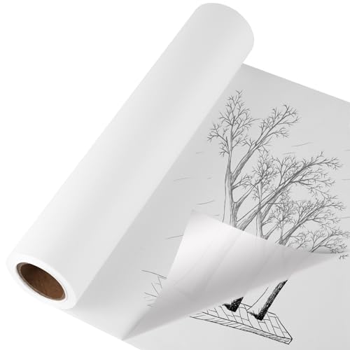 30cm x 20m Transparentpapier Rolle, 26 g/m² Skizzenrolle Seidenpapier Schnittmusterpapier Pauspapier Rolle Architektenpapier Weiß für Zeichnen Skizzieren Verpacken von WSICSE