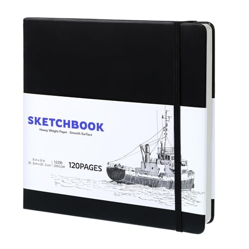 Skizzenbuch, 20 x 20cm Sketchbook Skizzenpapier zum Zeichnen Malblock 200g/m² Schwarzer Zeichenblock für Studenten Künstler Malbegeisterte (80 Blatt/160 Seiten) von WSICSE