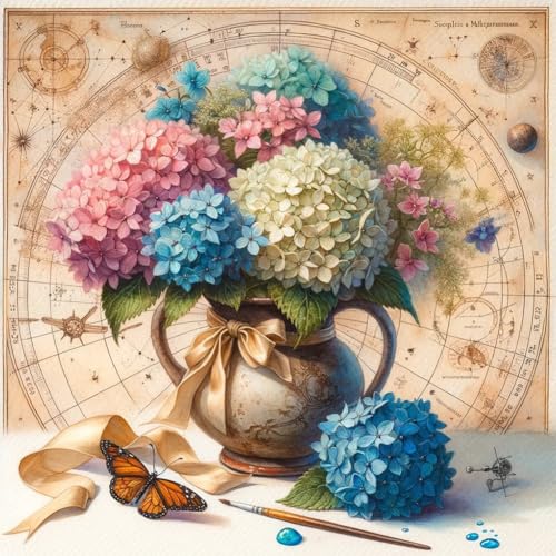 WSLWXSHM Hortensie Diamond Painting Erwachsene Set, 5D DIY Diamond Art Kits for Beginners Round Full Drill Diamond Painting for Home Wall Decoration Gift 30×30cm, Blume von WSLWXSHM