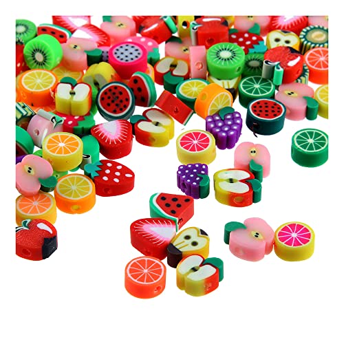 WSNDM Stück Obst Perlen Armband, Polymer DIY Fädelperlen Beads zum Auffädeln, für Armbänder, Halsketten, Ringe und Ohrringe, Kunsthandwerk Kinder von WSNDM