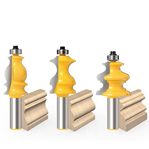 WSOOX 12mm Schaft Formfräser Bit 3 Stück Formfräser für Holzbearbeitung Architectural Moulding Fräser Set Fräse Router Bit Formfräser für Holzbearbeitung von WSOOX