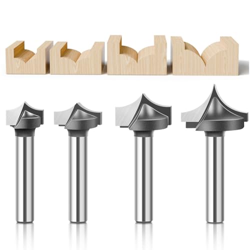 WSOOX 4-teiliges Rundfräser-Set mit 6,35 mm Schaft, Hartmetall-Frässtifte für Holzbearbeitung, Schnitzen, Schnittdurchmesser: 1,27 cm, 1,6 cm, 1,9 cm, 2,2 cm von WSOOX