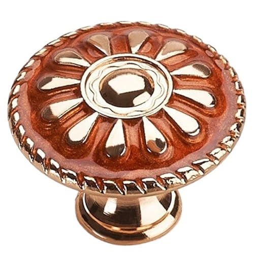 WSQHAO Schrankknöpfe 10 Stück Retro Bronze Küchenschrankknöpfe Schranktür Zinklegierung Griffe Vintage Kleiderschrank Möbelgriff Schubladengriffe Für Schränke(Amber Red) von WSQHAO