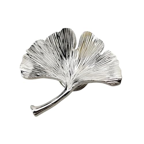 WSQHAO Schrankknöpfe 8 Stück Ginkgo-Blatt-Form Schubladengriff Zinklegierung Möbelgriffe Türschränke Knöpfe Hardware for Kinder Schlafzimmer Dekor Für Schränke(Silver) von WSQHAO