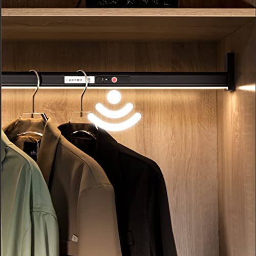 Kleiderstange mit Licht, Metall 2-in-1-Kleiderstange 40-130 cm Kleiderstange zur Montage auf der Oberseite des Kleiderschranks Infrarotsensor Schrankstange LED-Beleuchtung Feito na China von WSYSHHGR