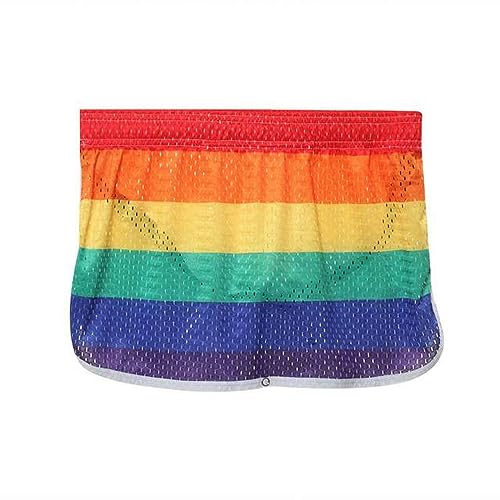 WSZJLN Sexy Unterwäsche für Herren, Boxershorts, Culottes, Höschen, Netzstoff, Regenbogen-Innen-Jockstrap, Penis-Beutel, Unterhose, Schnalle, Boxershorts-Regenbogen-M von WSZJLN