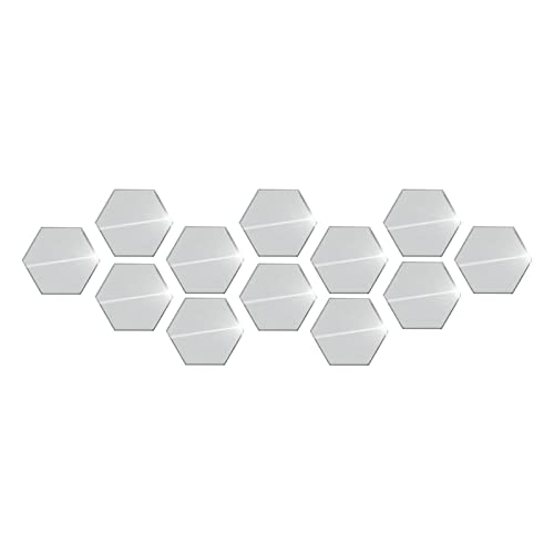 Spiegel Wandaufkleber Hexagon Spiegel Wandaufkleber Große 12 Teile/Satz 3D Art DIY Selbstklebende Spiegel Abnehmbare Wandaufkleber Wohnkultur (Color : Silver, Size : 15cm) von WTAXBH