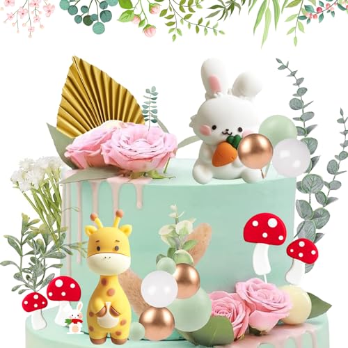 48 Stück Tortendeko Tiere Kuchendeko Dschungel Deko Themed, Waldtiere Kuchen Deko, Geburtstag Torte Deko für Geburtstag Party Kinder Mädchen Baby Shower von WTpin