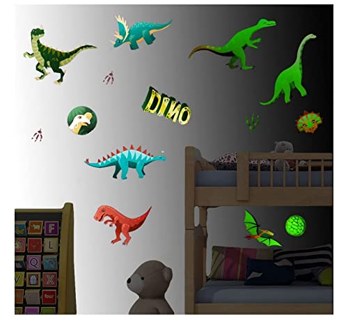 Luminous Dinosaurier Wandsticker Kreative Leuchtende Cartoon Dinosaurier Set Aufkleber Geeignet für Schlafzimmer und Wohnzimmer, Geeignet für Geburtstag und Weihnachtsgeschenke für Mädchen und Jungen von WUBAYI