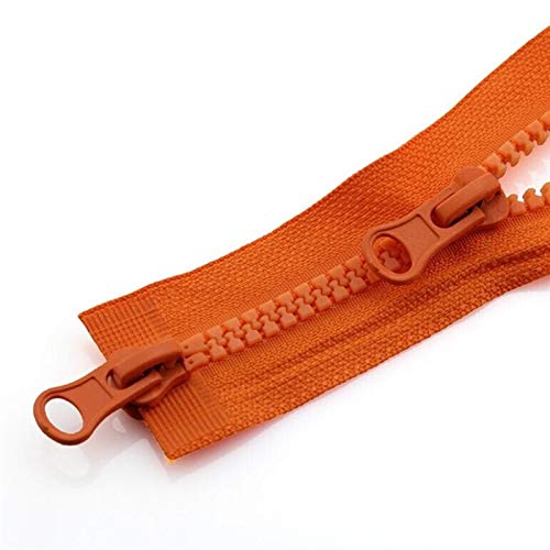 WUDOLI Stoffverschluss 1 stück Harz Reißverschluss, Nr. 5 Daunenjacke doppelte Reißverschluss, Schlafsack Zweiwege doppelt offener Reißverschlusskopf, zum Nähen (Color : Orange, Size : 100cm) von WUDOLI