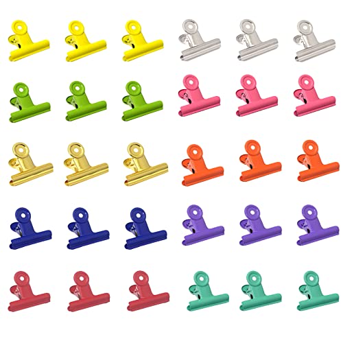 WUDQIJI Kleine Bulldogge Büroklammern 22 mm 30 Stück Binder Clips kleine Bulldog Clips Metall Scharnier Clips Briefklemmer Multi-function clips für Bilder Fotos Lebensmittelbeutel(10 Farben) von WUDQIJI