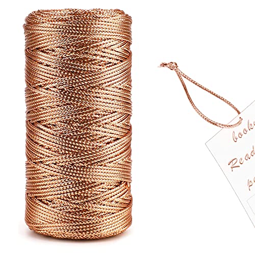 WUERKIYA 1.5MM Breit Bronze Metallic Kordel 100M Nicht Elastisch Kordelband Schnur DIY Bastelschnur Schmuckschnur Bastelschnur für Handwerk Hochzeit Dekorieren oder Verpacken -Bronze von WUERKIYA