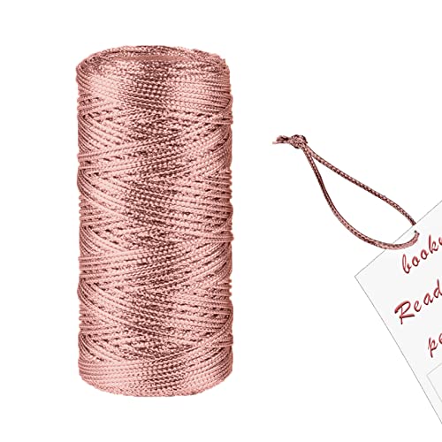 1.5MM Breit Gold Metallic Kordel 100M Nicht Elastisch Kordelband Schnur DIY Bastelschnur Schmuckschnur Bastelschnur für Handwerk Hochzeit Dekorieren oder Verpacken -Rosegold von WUERKIYA