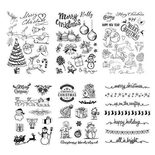 Frohe Weihnachten Klare Stempeln, Silikonstempel Weihnachten, Weihnachten Klare Stempel Silikonform 70pcs Silikonform weihnachten für DIY Karte Scrapbooking Weihnachten Basteln (6 Bogen) von WUERKIYA