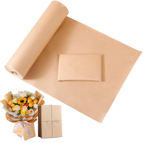 WUFANC Packpapier Rolle - Braune Kraftpapier Rolle 0,11MM Dick, Langlebig und Einfach zusammenzufalten - Verpackungspapier für Geschenkpapiere, Bastelarbeiten und Malen (Braun-1PCS, 30cmx3m) von WUFANC