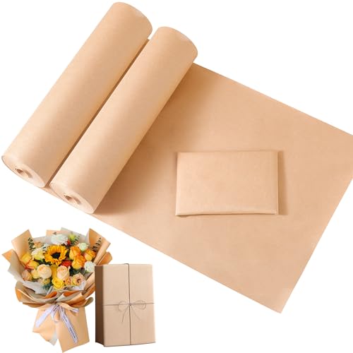 WUFANC Packpapier Rolle - Braune Kraftpapier Rolle 0,11MM Dick, Langlebig und Einfach zusammenzufalten - Verpackungspapier für Geschenkpapiere, Bastelarbeiten und Malen (Braun-2PCS, 30cmx3m) von WUFANC