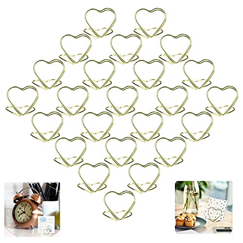 WUHEECOME 24 Stück Tischkartenhalter Herz Fotohalter Platzkartenhalter Tischkarten Name Halter Sitzkartenhalter Ständer Tischdeko Kartenhalter Namenskartenhalter für Hochzeit Party Büro Restaurant von WUHEECOME