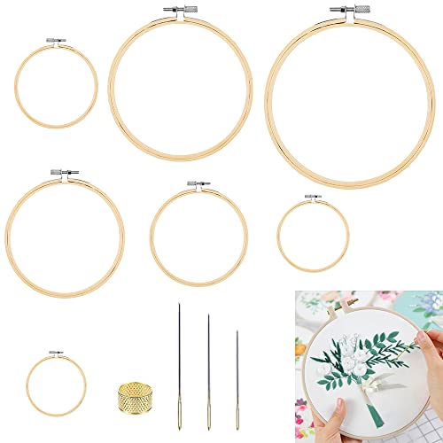 WUHEECOME 7 Größen Kreuzstich Rahmen Verstellbare Kreuzstich Stickrahmen Set Kreuzstich Hoop Ring Bambus sticken Rahmen Stickringe Nadeln für DIY Kreuzstich Stickerei Anfänger 3/4/5/6/8/9/10 Zoll von WUHEECOME