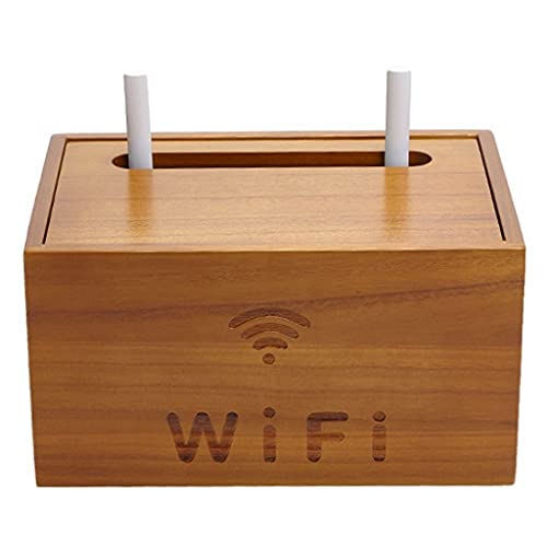 WUHUQN Router-Aufbewahrungsbox, Router-Aufbewahrungsbox, WiFi-Router-Halterung, Wandhalterung, WiFi-Router-Ständer, Regalhalterung für TV-Zubehör, WLAN-Router, TV-Box, Set Top Box/natur/27 x 17,7 x von WUHUQN