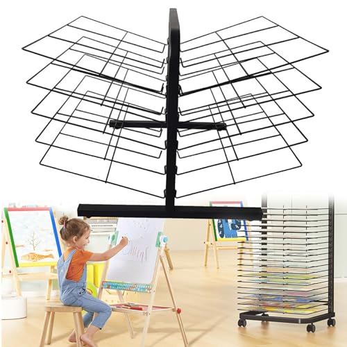 WUHUQN Tisch-Trockenständer, mobiles Metall-Kunstregal mit 10/20 herausnehmbaren Regalen, funktionales und mobiles Farbtrockengestell, ideal für Klassenzimmer, Kunststudio, Heimgebrauch von WUHUQN