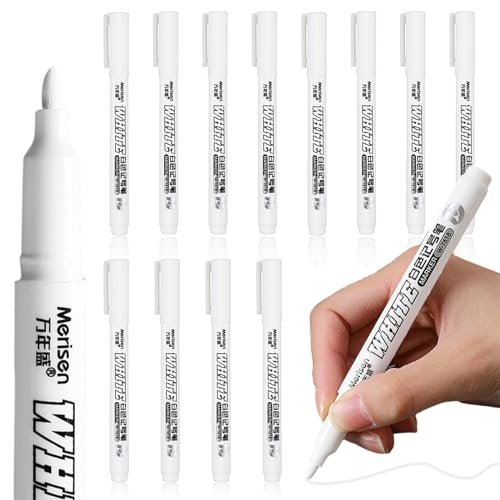 WUIOWPPIC 12 Stöcke Acrylstifte, Weiß Stift Marker, Permanent Marker Weiß, Acrylstifte Marker Stifte Wasserfest für DIY Fotoalben, Holz, Metall, Glas, Stoff, Stein, Reifenmalerei, Steine Keramik von WUIOWPPIC