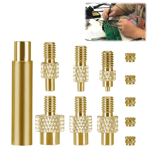 12 Stück Lötkolben Einschmelzhilfe Set, Lötkolben Einschmelzhilfe, 3D-Drucker-Zubehör Heat Insert Messing Mutter Kit M2 2.5 M3 M4 M5 M6 M8 für DIY-Projekt Gewindeeinsätz Einschmelzmuttern von WUISOLQP