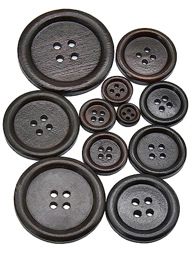 10 Stück 30 Stück Naturholz Rundrohr Holzknopf 10-30mm Nähen Zubehör Kleidung DIY Dekorative Knöpfe Kaffee 4 Löcher (Knopf MT295, Durchmesser 13mm 30pcs) von WUJIHE