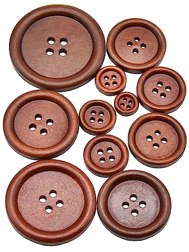 10 Stück 30 Stück Naturholz Rundrohr Holzknopf 10-30mm Nähen Zubehör Kleidung DIY Dekorative Knöpfe Kaffee 4 Löcher (Knopf MT329, Durchmesser 15mm 30pcs) von WUJIHE