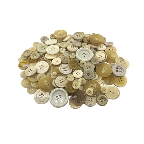 100 Stück 1–3 cm runde Harz-Knöpfe, gemischte Farben, für Kinder, manuelles Malen, 2/4 Löcher, Knöpfe für Heimwerker, Handwerk, Nähzubehör, Beige Serie von WUJIHE