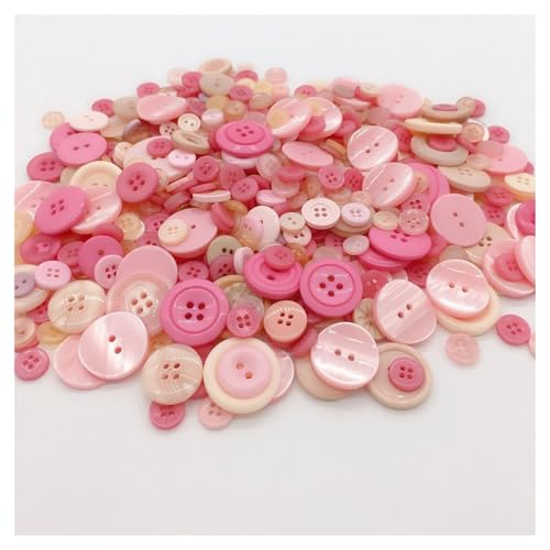 100 Stück 1-3 cm runde Harz-Knöpfe, verschiedene Farben, Kinderknopf, Hand bemalen, 2/4 Löcher, Bastelbutton, Nähzubehör (Serie pink) von WUJIHE