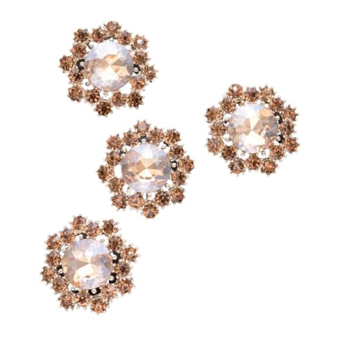 4 x Blumen-Strass-Metallknöpfe für Pelz, Mantel, Hemden, Cardigan, Kragen, Kleid, Mode, dekorative Knöpfe, Zubehör (JRB-A5736-5,28 mm) von WUJIHE