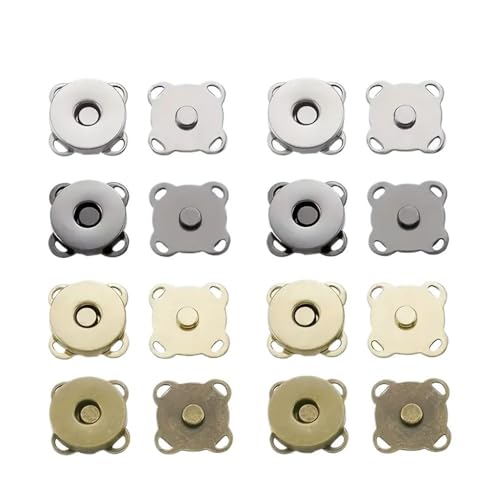 5/8 Stück Quadratische Magnetverschlüsse für Handtasche, Geldbörse, Handwerkstaschen, Zubehör, 11 mm, 15 mm, 19 mm, Farbauswahl (8 gemischte Sets, 18 mm) von WUJIHE