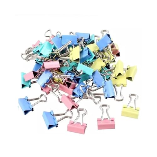 50 Stück Metall-Binder-Clips, bunte Aktenklammern, Büroklammern, 15 mm, für Bücher, Schreibwaren, Schule, Bürobedarf von WUJIHE