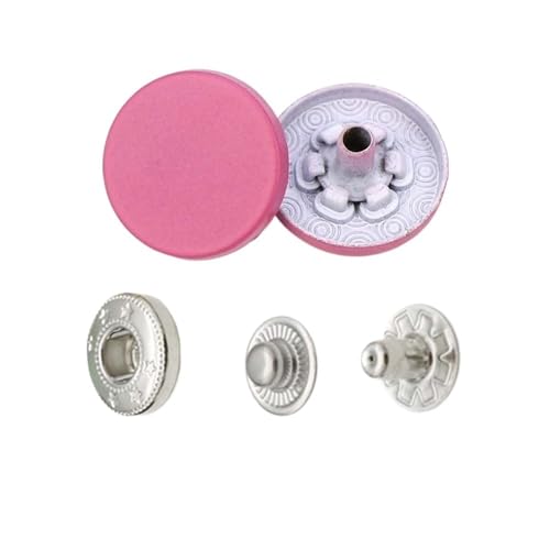 Bunte Metall-Druckknöpfe, Nähknöpfe für Leder, Handwerk, Taschen, Kleidung, Mantel, Jacken (H102 Pink, 831, 30 Set) von WUJIHE