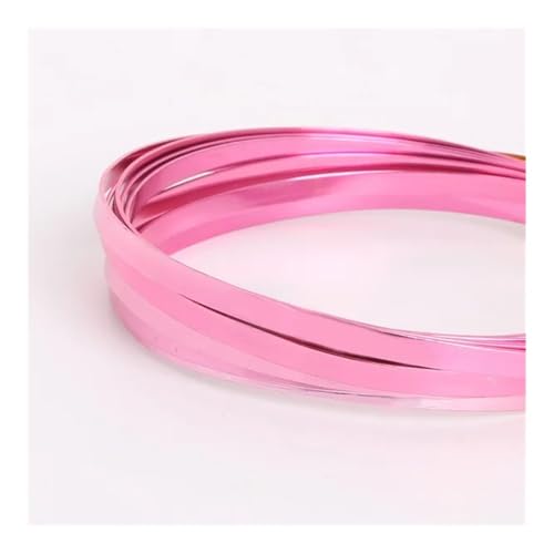 Flacher Aluminiumdraht, 5 x 1 mm, weicher Metall-Floristikdraht, für DIY-Schmuck, Bastelarbeiten, Fuchsia, verschiedene Farben von WUJIHE