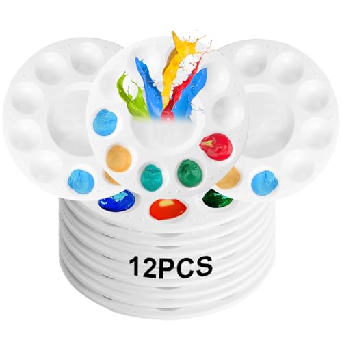 12 Stück Mischpalette Runde 15.8 cm, Kunststoffpaletten Farbtablett, Malpalette Aquarell,Mischpalette Acrylfarben Ölfarben mit 10 Farbfeldern und 1 Mischfeld für Wasserfarben Öl Acryl Malerei 12 Stück Mischpalette Runde 15.8 cm, Kunststoffpaletten Farbtablett, Malpalette Aquarell,Mischpalette Acrylfarben Ölfarben mit 10 Farbfeldern und 1 Mischfeld für Wasserfarben Öl Acryl Malerei von WUPENGZON