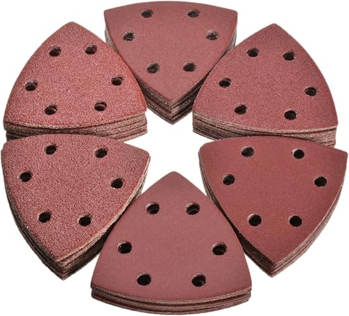 Schleiferpads Schleifpolster, Sandpapier, 120pcs 93 mm Dreieck 6 Löcher Scheiben Sandblätter Grit 40/80/120/180/240 Hakenschleife Schleifscheibenscheibe for Mühle for Mühle von WUPNGS