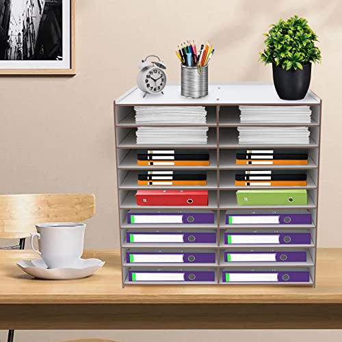 20-Tier Schreibtisch-Organizer, Holz Office Home Desktop Briefablage Dokumentenhalter, File Literature Organizer für Zuhause, Büro, Schule von WUPYI2018