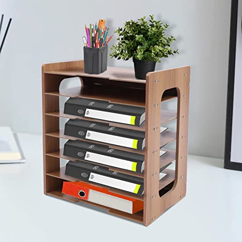 7-Tier Schreibtisch-Organizer, Holz Office Home Desktop Briefablage Dokumentenhalter, A4-Papierablage für Zuhause, Büro, Schule von WUPYI2018