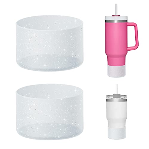 WUQID Silikon-Stiefel, kompatibel mit Stanley Quencher Adventure 1,2 l und Stanley IceFlow 590 ml, 850 ml, reduziert Dellen, schützende Wasserflaschen-Bodenabdeckung, kompatibel mit Stanley Tumbler, 2 von WUQID