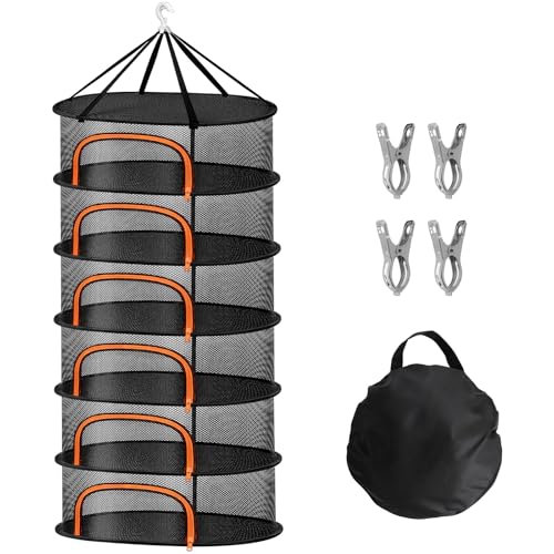 WUQNGI Trockennetz Kräuter 6-Lagiges,Kräutertrockner Hängend mit 4 Edelstahl-Clips und Haken,Mesh Kräuter Trocknen Netz Klappbar,Trocknungsnetze Grow Für Kräuter, Pflanze,Blumen,Früchte,(Oval-Schwarz) WUQNGI Trockennetz Kräuter 6-Lagiges,Kräutertrockner Hängend mit 4 Edelstahl-Clips und Haken,Mesh Kräuter Trocknen Netz Klappbar,Trocknungsnetze Grow Für Kräuter, Pflanze,Blumen,Früchte,(Oval-Schwarz) von WUQNGI