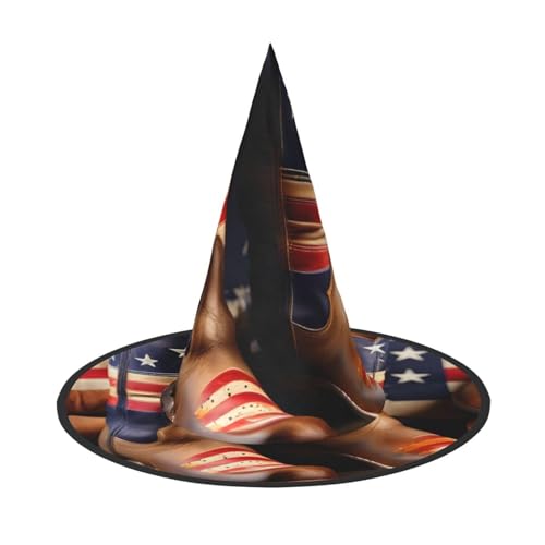 Amerikanische Flagge mit Cowboystiefeln, lustig, Halloween-Hüte, Hexenhüte für Männer, Frauen, Halloween-Partys, Kostüme, Events von WURTON