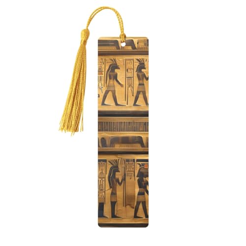 Lesezeichen aus Holz mit Ägypten-Hieroglyphen, mit Quasten, Lesezeichen, Etikett, Ornament, personalisierte Dekoration von WURTON